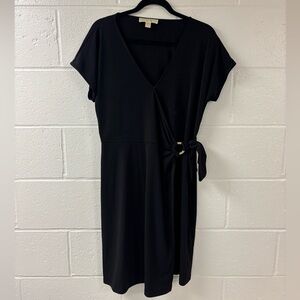 Michael Michael Kors Black Wrap Dress Gold Ring XL | Classic Work to Evening